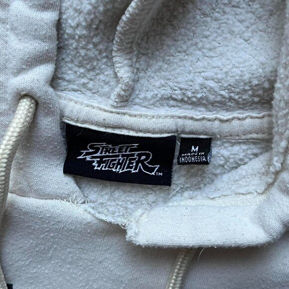 White Street Fighter Mens Medium Hoodie, Gaming Pullover Japanese Manga Hoodie - Picture 2 of 8